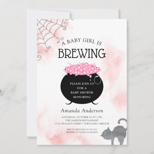 Een baby-meisje breekt halloween Baby shower Kaart (Voorkant)