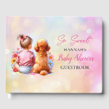 Een baby meisje en haar hond Baby shower gepersona