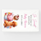 Een baby meisje en haar hond Baby shower gepersona Spandoek (Horizontaal)
