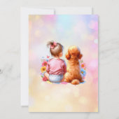 Een baby meisje en haar hond Baby shower Kaart (Achterkant)