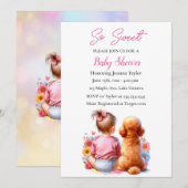 Een baby meisje en haar hond Baby shower Kaart (Voorkant / Achterkant)