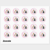 Een baby meisje en haar puppy Baby shower Ronde Sticker (Vel)