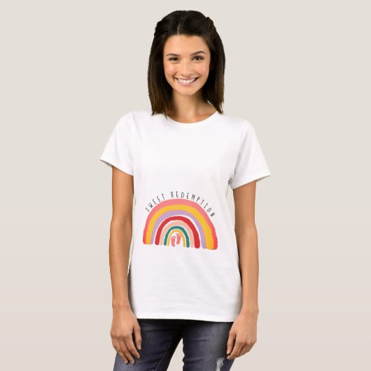 Een baby meisje verwachten Zwangerschap Regenboog T-shirt (Voorkant volledig)
