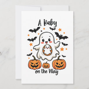 Een baby op komst Pastel spook zwangerschap Hallow Feestdagenkaart