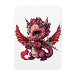 Een Baby Red Dragon Valentijn Magnet van het Hart Magneet