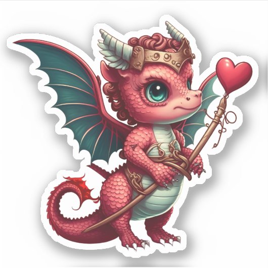Een Baby Red Dragon-Valentijn Sticker (Voorkant)