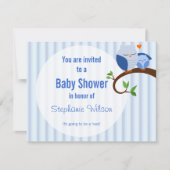 Een Baby shower blauwe uil uitnodiging (Voorkant)