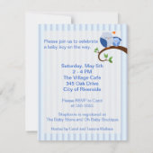 Een Baby shower blauwe uil uitnodiging (Achterkant)