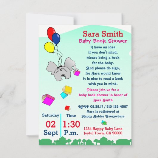 Een Baby shower boeken Kaart (Voorkant)