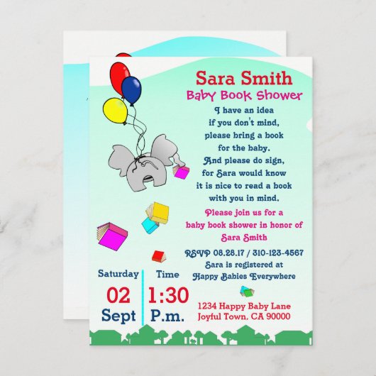 Een Baby shower boeken Kaart (Voorkant / Achterkant)