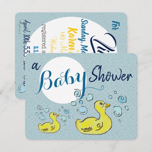 Een Baby shower Ducks Kaart (Voorkant / Achterkant)