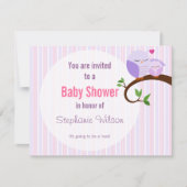 Een Baby shower Paarse uil uitnodiging (Voorkant)