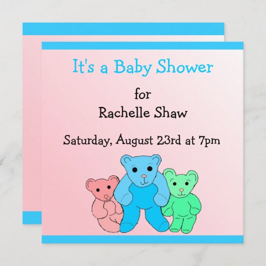 Een Baby shower roze en blauw Kaart (Voorkant / Achterkant)