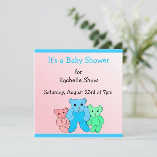 Een Baby shower roze en blauw Kaart (Staand voorkant)