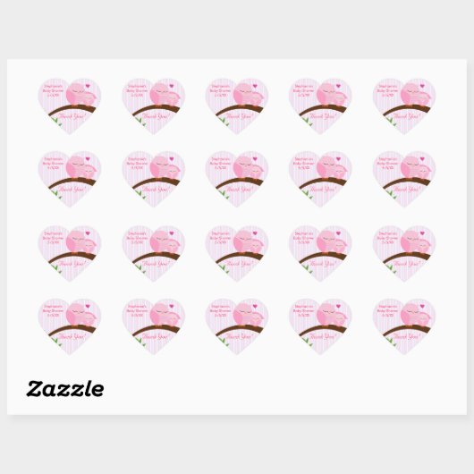 Een Baby shower roze Hart Sticker (Vel)