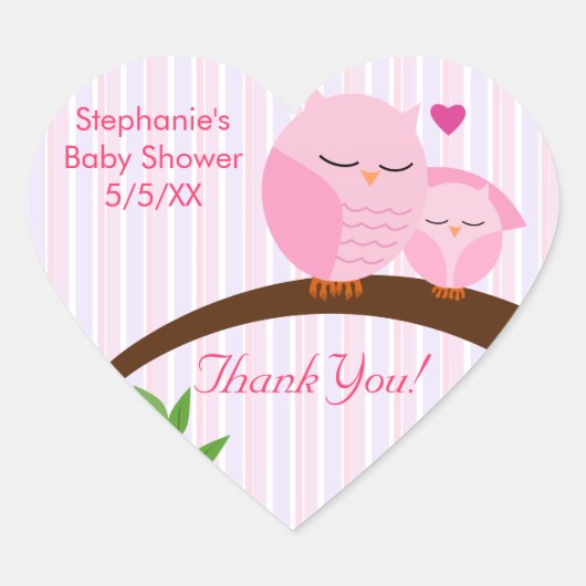 Een Baby shower roze Hart Sticker (Voorkant)