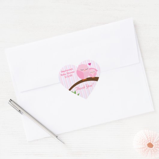 Een Baby shower roze Hart Sticker (Envelop)