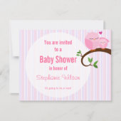 Een Baby shower roze uil uitnodiging (Voorkant)
