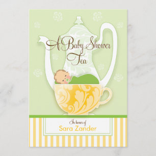 Een Baby shower-Tea-partij    Genderneutraal Kaart