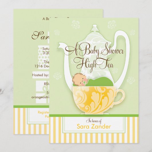 Een Baby shower-Tea-partij  | Genderneutraal Kaart (Voorkant / Achterkant)