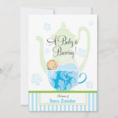 Een Baby shower-Tea-partij  | Jongen Kaart (Voorkant)