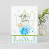 Een Baby shower-Tea-partij | Jongen Kaart (Staand voorkant)