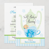 Een Baby shower-Tea-partij | Jongen Kaart (Voorkant / Achterkant)