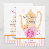 Een Baby shower-Tea-partij  | Meisje Kaart (Voorkant / Achterkant)