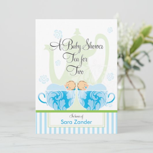 Een Baby shower-Tea-partij | Tweemaal in dozen Kaart (Staand voorkant)