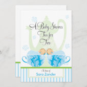 Een Baby shower-Tea-partij | Tweemaal in dozen Kaart (Voorkant / Achterkant)