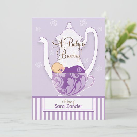 Een Baby shower Tea Party - Meisje Kaart (Staand voorkant)
