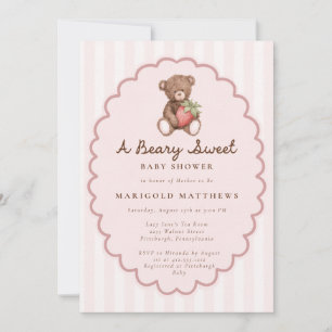 Een baby shower uitnodiging met een zoete bes
