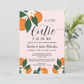 Een Baby shower van een kleine cutie Citrus Oranje Kaart (Staand voorkant)