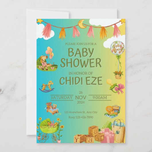 Een Baby shower viering Kaart (Voorkant)