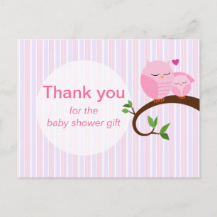 Een Baby showers uil dank je wel Pinks Briefkaart
