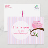 Een Baby showers uil dank je wel Pinks Briefkaart (Voorkant / Achterkant)