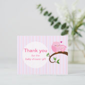 Een Baby showers uil dank je wel Pinks Briefkaart (Staand voorkant)