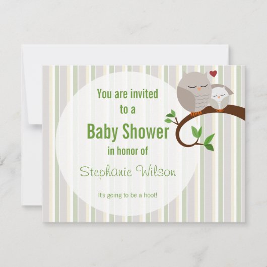 Een Baby showers uilenuitnodiging Kaart (Voorkant)