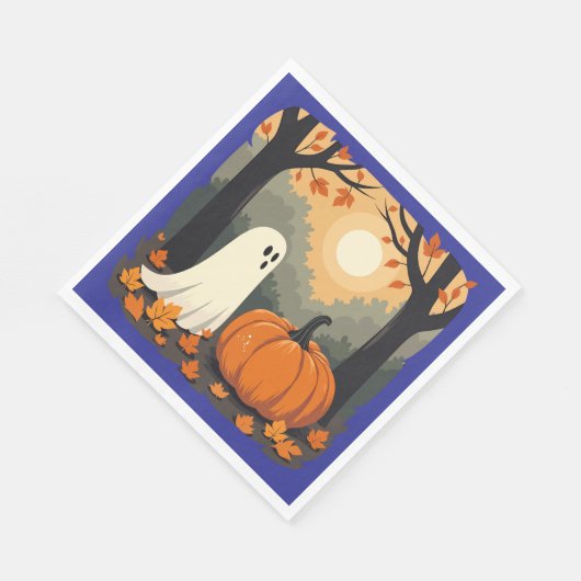 Een Baby-spookverzamelaar en een enorme pompoen ui Servet (Hoek)