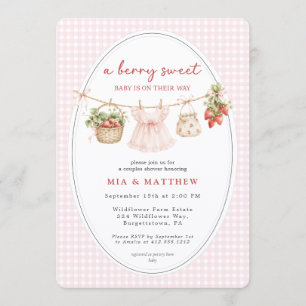 Een Baby Strawberry Koppel Baby Shower met een Zoe Kaart