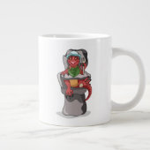 Een Baby Tyrannosaurus rex zittend in een hoge sto Grote Koffiekop (Rechts)