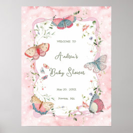Een Baby vlinder is onderweg Baby shower welkom Poster