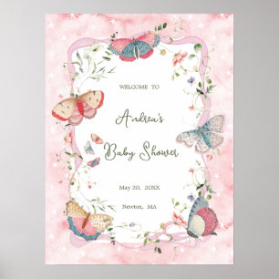 Een Baby vlinder is onderweg Baby shower welkom Poster