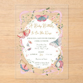 Een Baby-vlinder is onderweg naar het Baby shower Acryl Uitnodigingen