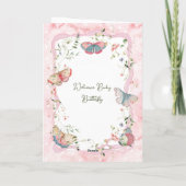 Een Baby-vlinder is onderweg naar het Baby shower Bedankkaart (Achterkant)