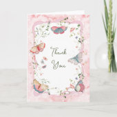 Een Baby-vlinder is onderweg naar het Baby shower Bedankkaart (Voorkant)