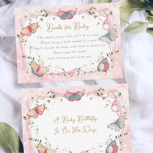 Een Baby-vlinder is onderweg naar het Baby shower Informatiekaartje