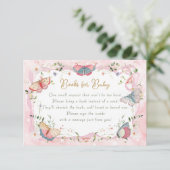 Een Baby-vlinder is onderweg naar het Baby shower Informatiekaartje (Staand voorkant)