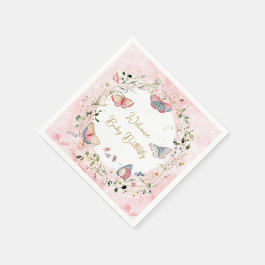 Een Baby-vlinder is onderweg naar het Baby shower Servet (Hoek)