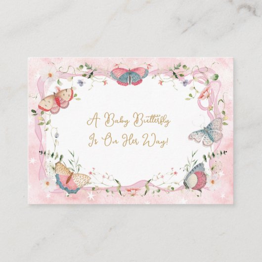 Een Baby-vlinder is onderweg om te douchen Informatiekaartje (Achterkant)